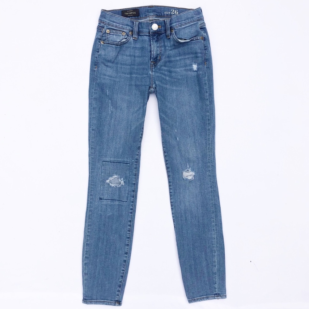 J. Crew Toothpick Distressed Skinny Ankle Jeans